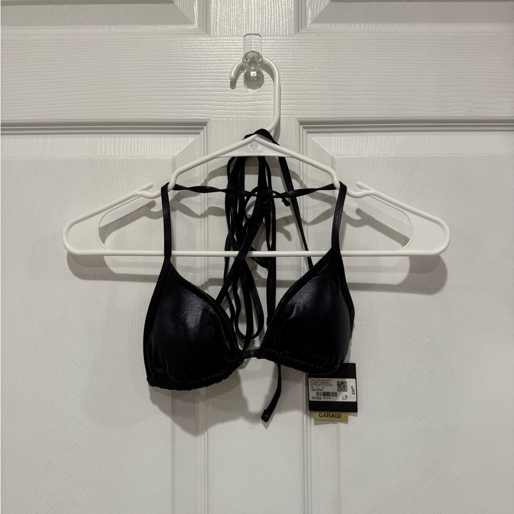 NWT Garage Black Leather Bikini Top